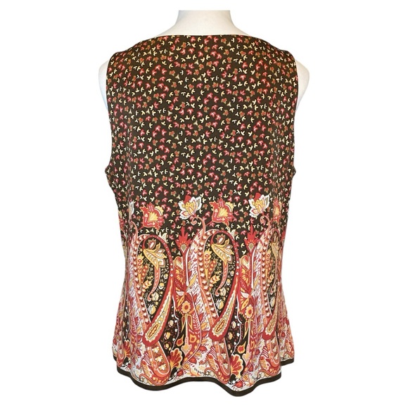 Talbots 100% Silk Sleeveless Top Mixed Floral/Paisley Print Size 14 Petite - Picture 3 of 9